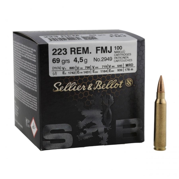 Sellier-Bellot, 223 Remington, FMJ, 69 grs